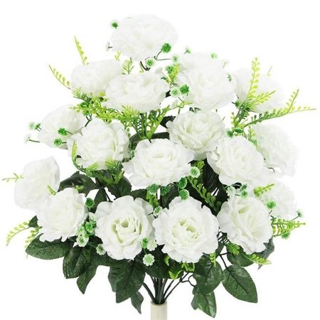 ADLMIRED BY NATURE Admired by Nature ABN1B002-CRM 3 x 1.5 in. 18 Stems Artificial Full Blooming Rose with Greenery Flower Bush - Beauty; Peach & Cream ABN1B002-CRM